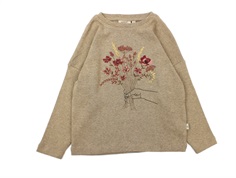 Wheat t-shirt khaki melange flower embroidery